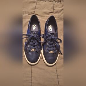 GBG Los Angeles Sz 8 Sequined Shoes Navy Blue Football Night Casual Date Night